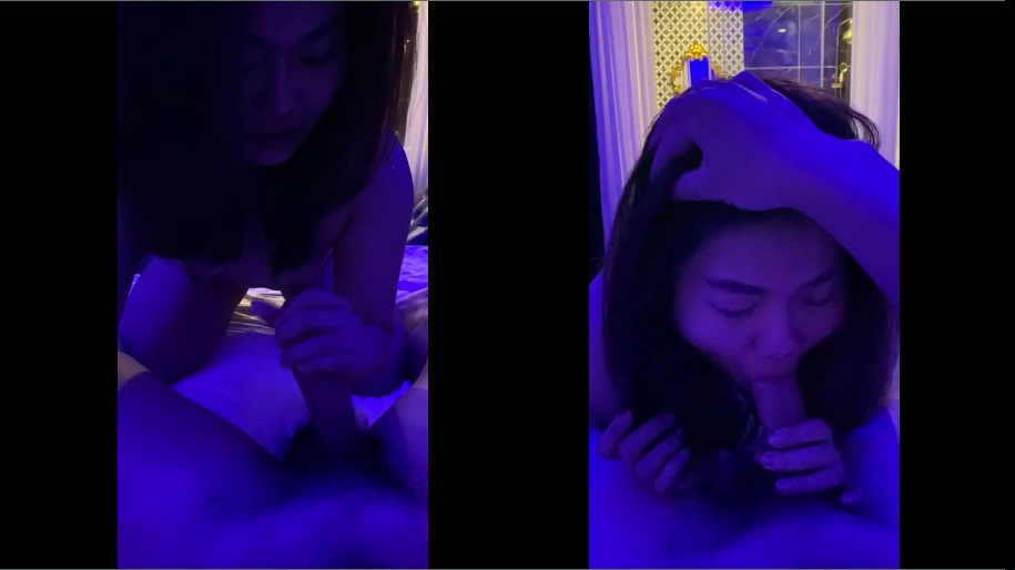 Gadis berambut pendek memberikan BJ profesional